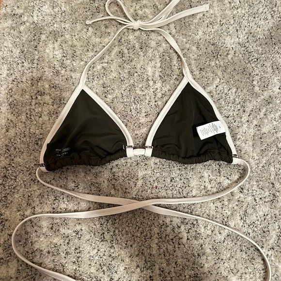 Aerie Wide Rib String Triangle Halter Bikini Top - Picture 3 of 6
